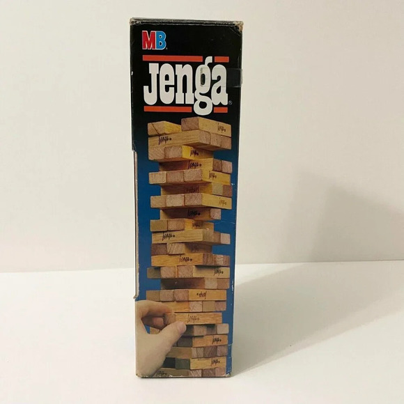 Vintage 1986 Jenga Milton Bradley Game Damaged Box - Picture 2 of 16